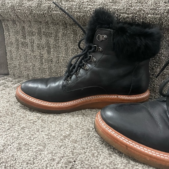 Leather and fur lace up booties - Picture 5 of 10